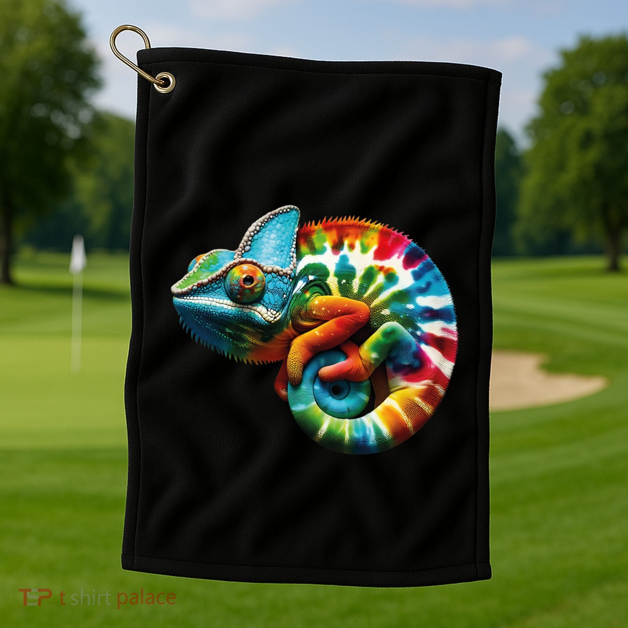 Comma Chameleon Funny Chameleon Lover 80S Lizard Comma La Gift Golf Towel