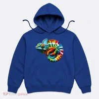Comma Chameleon Funny Chameleon Lover 80S Lizard Comma La Gift Hoodie thumb 0