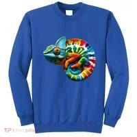 Comma Chameleon Funny Chameleon Lover 80S Lizard Comma La Gift Sweatshirt thumb 0