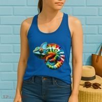 Comma Chameleon Funny Chameleon Lover 80S Lizard Comma La Gift Women's Tank Top thumb 2