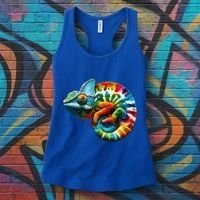 Comma Chameleon Funny Chameleon Lover 80S Lizard Comma La Gift Women's Tank Top thumb 3
