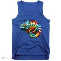 Comma Chameleon Funny Chameleon Lover 80S Lizard Comma La Gift Tank Top thumb 0