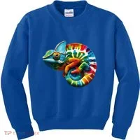 Comma Chameleon Funny Chameleon Lover 80S Lizard Comma La Gift Kids Sweatshirt thumb 0