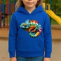 Comma Chameleon Funny Chameleon Lover 80S Lizard Comma La Gift Kids Hoodie thumb 3