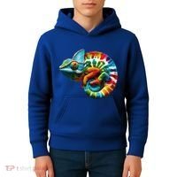 Comma Chameleon Funny Chameleon Lover 80S Lizard Comma La Gift Kids Hoodie thumb 4