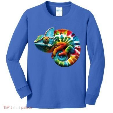 Comma Chameleon Funny Chameleon Lover 80S Lizard Comma La Gift Kids Long Sleeve Shirt