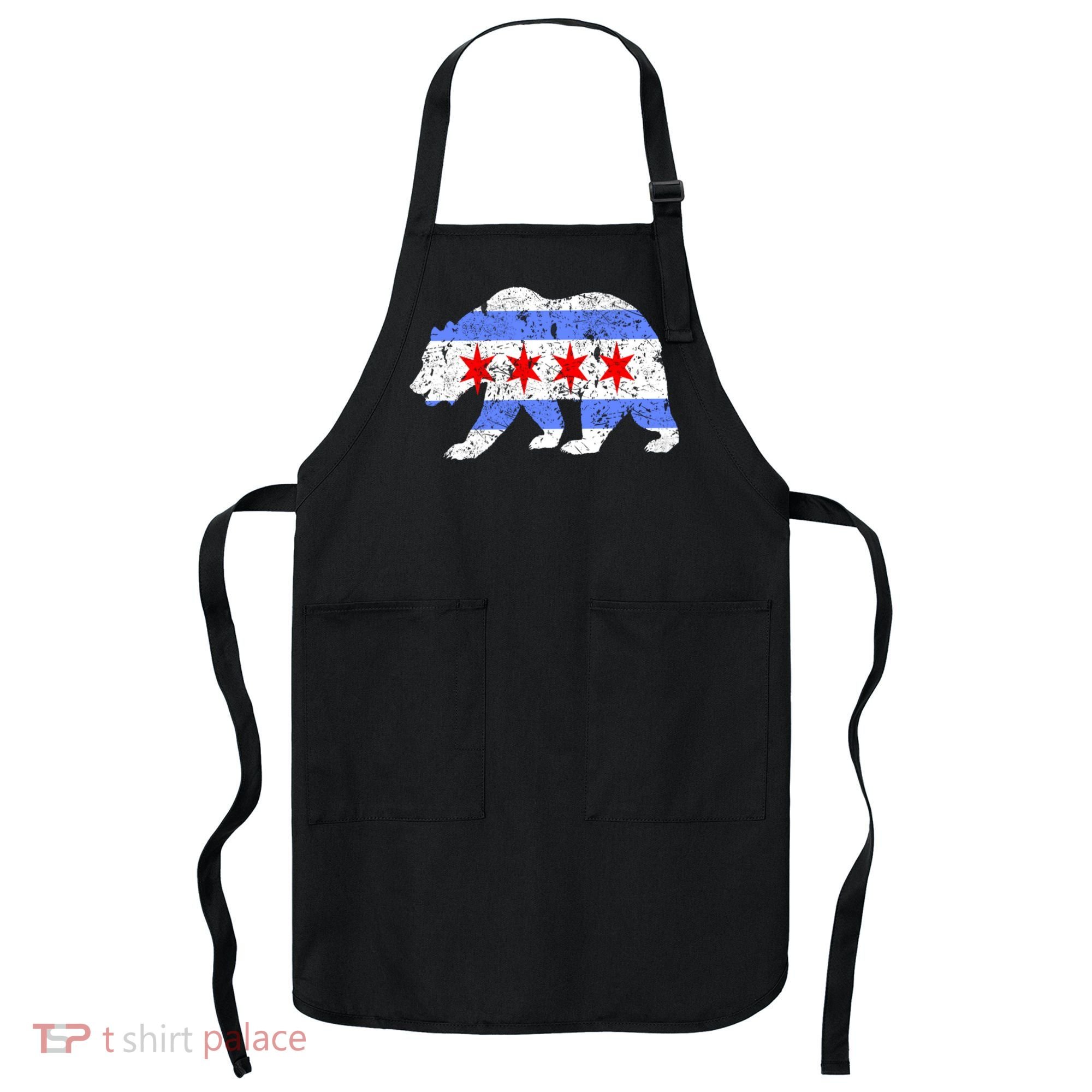 Chicago City Flag Distressed Bear Gift Apron