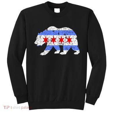 Chicago City Flag Distressed Bear Gift Sweatshirt