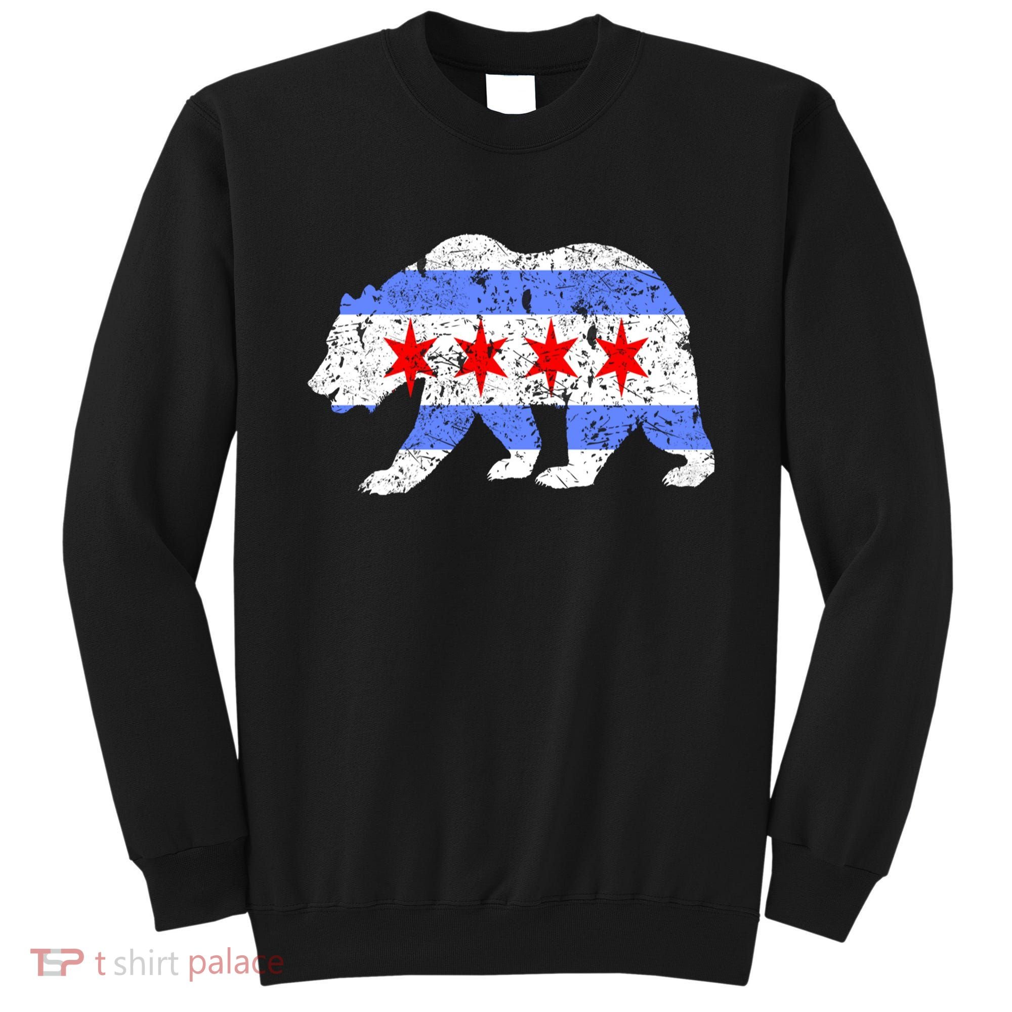 Chicago City Flag Distressed Bear Gift Sweatshirt