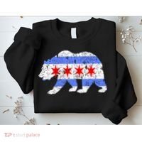 Chicago City Flag Distressed Bear Gift Sweatshirt thumb 2