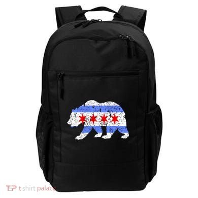 Chicago City Flag Distressed Bear Gift Backpack