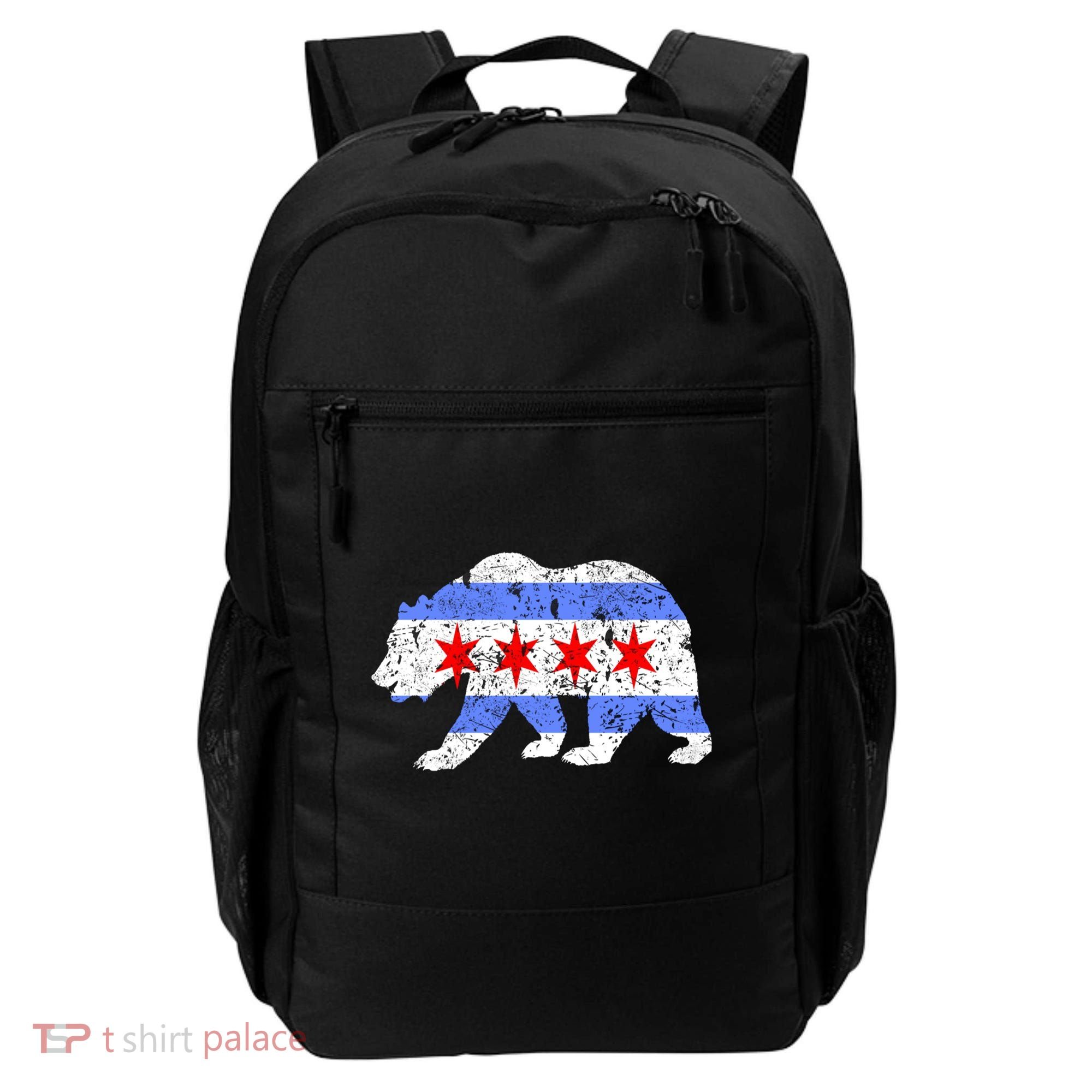 Chicago City Flag Distressed Bear Gift Backpack