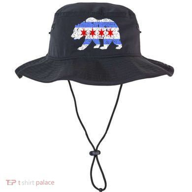 Chicago City Flag Distressed Bear Gift Bucket Hat