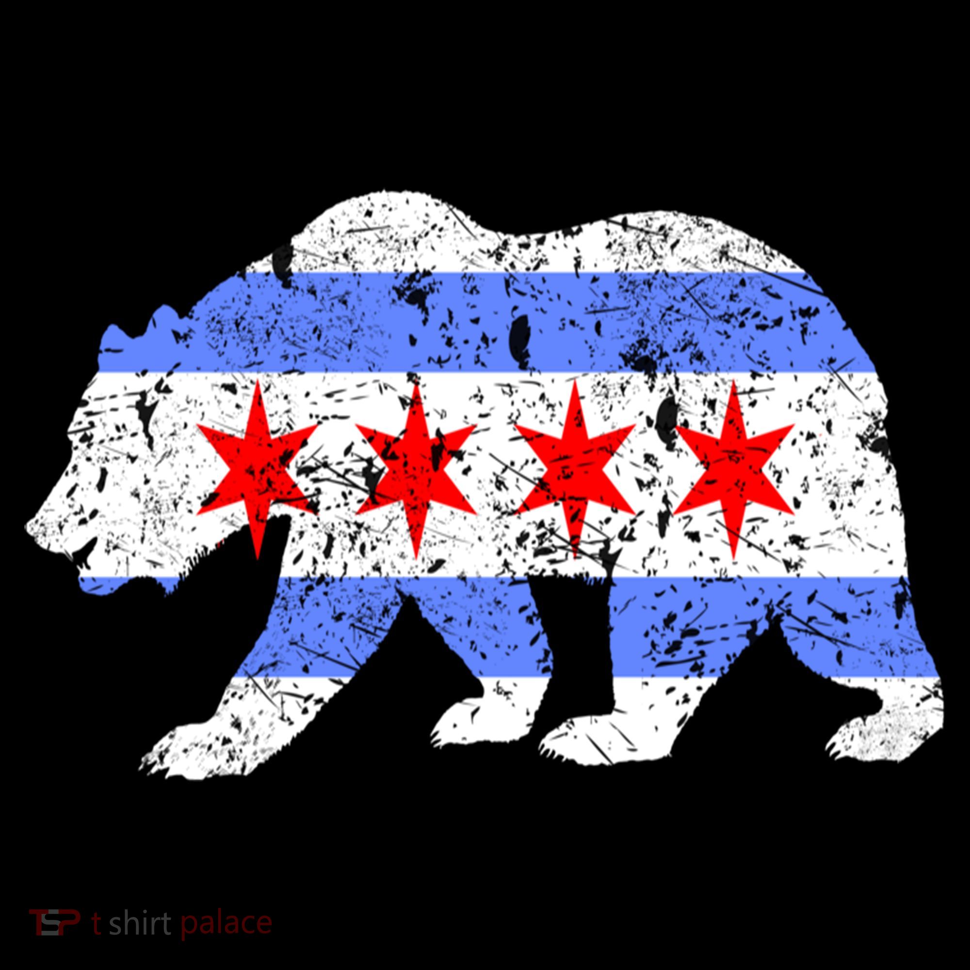 Chicago City Flag Distressed Bear Gift Bucket Hat