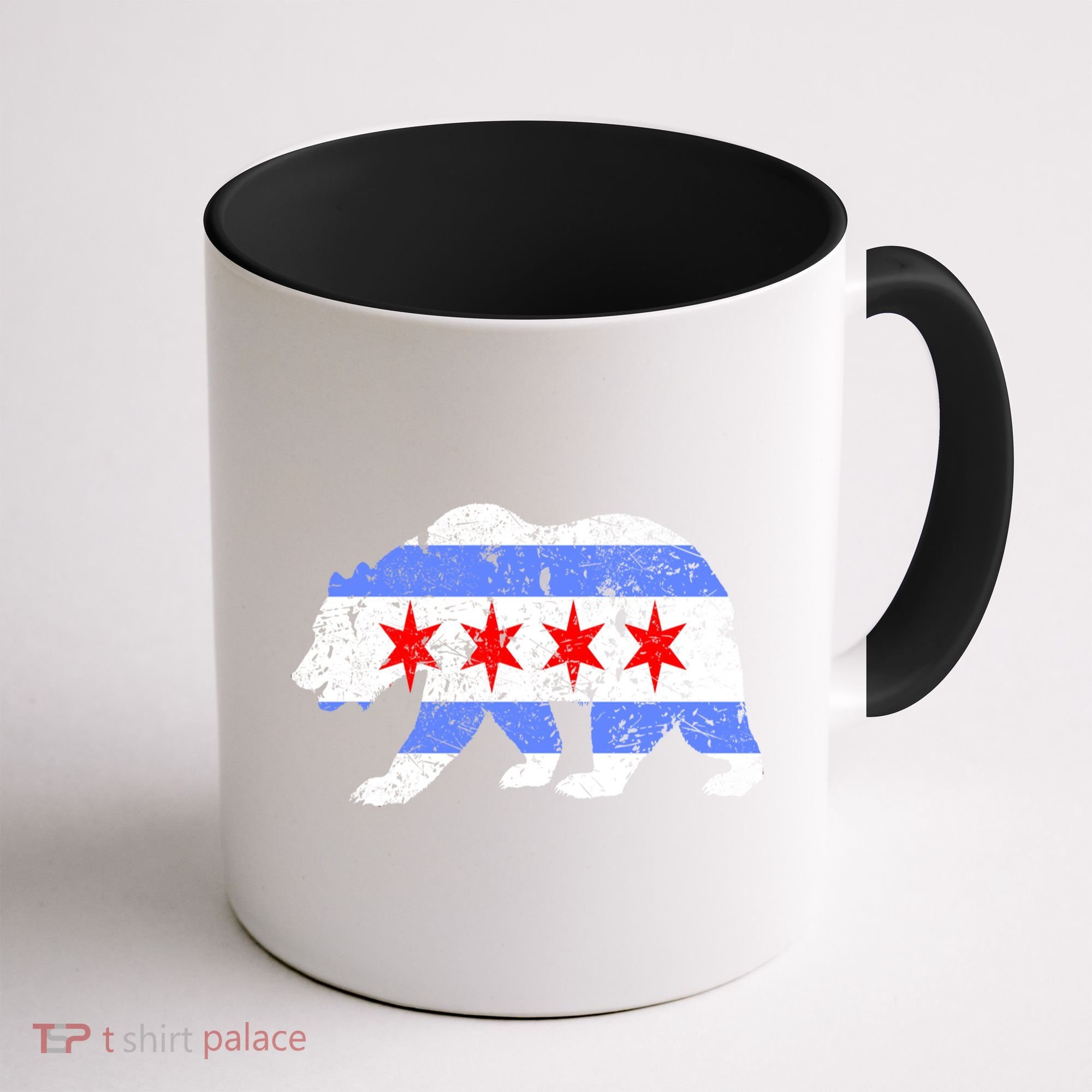 Chicago City Flag Distressed Bear Gift Coffee Mug