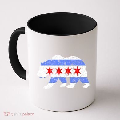 Chicago City Flag Distressed Bear Gift Coffee Mug
