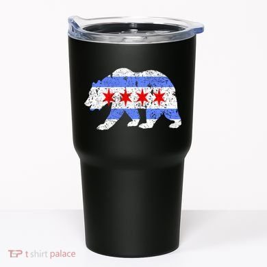 Chicago City Flag Distressed Bear Gift Tumbler
