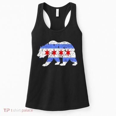 Chicago City Flag Distressed Bear Gift Women's Tank Top