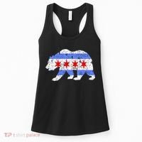 Chicago City Flag Distressed Bear Gift Women's Tank Top thumb 0