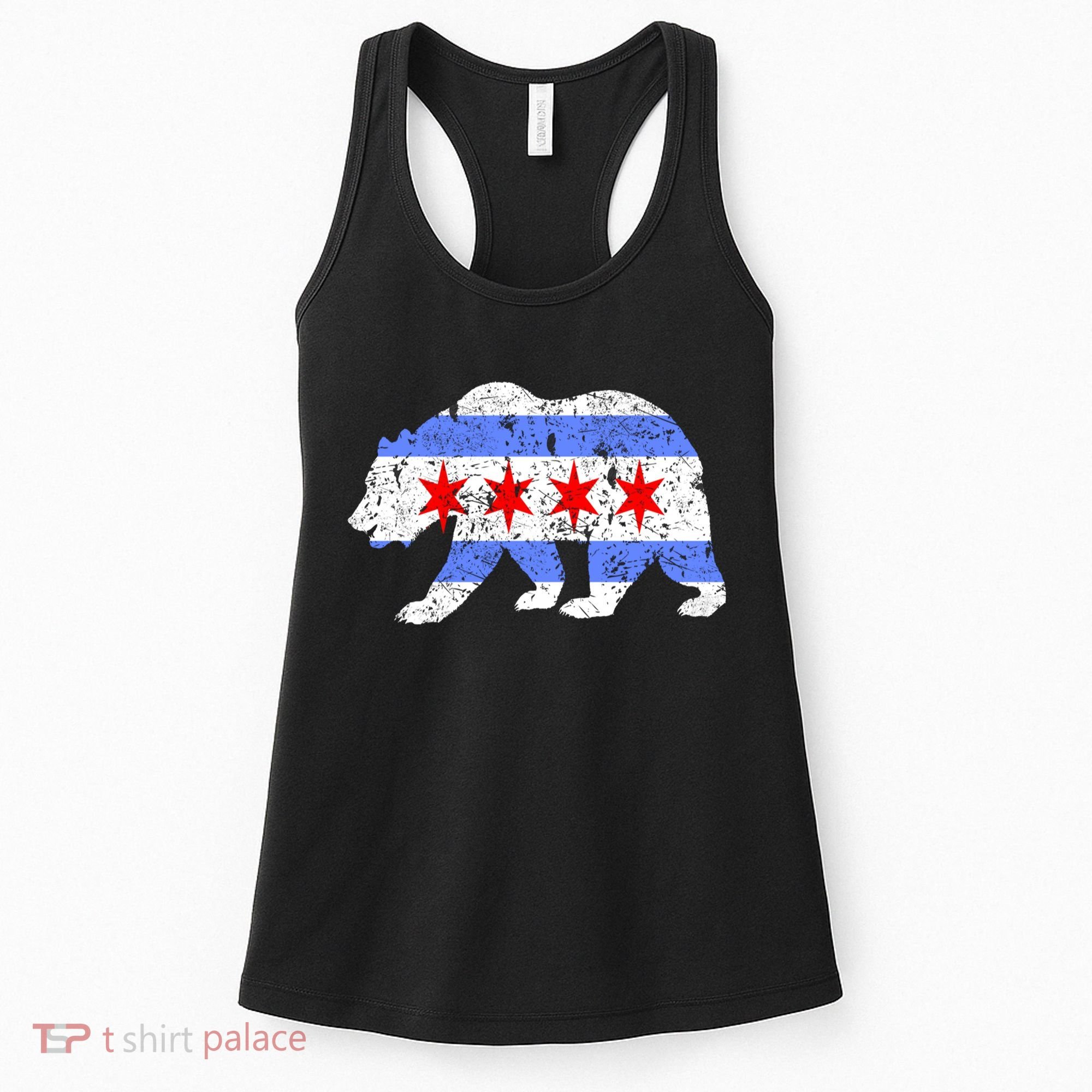 Chicago City Flag Distressed Bear Gift Women's Tank Top