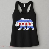 Chicago City Flag Distressed Bear Gift Women's Tank Top thumb 3