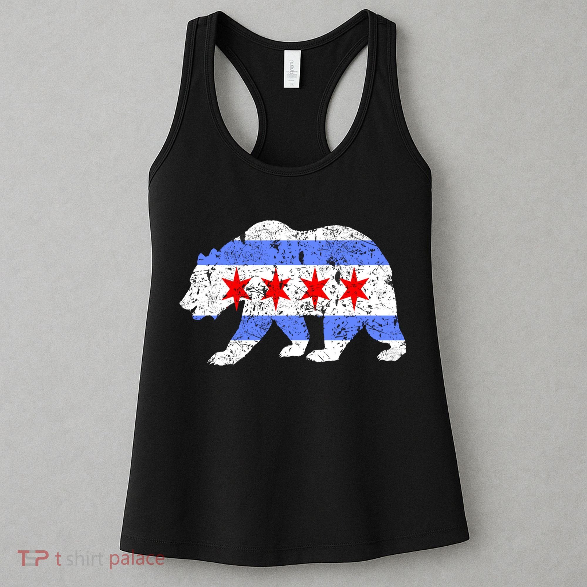 Chicago City Flag Distressed Bear Gift Women's Tank Top