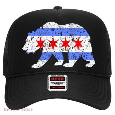Chicago City Flag Distressed Bear Gift Hat