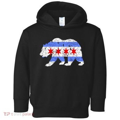 Chicago City Flag Distressed Bear Gift Toddler Hoodie