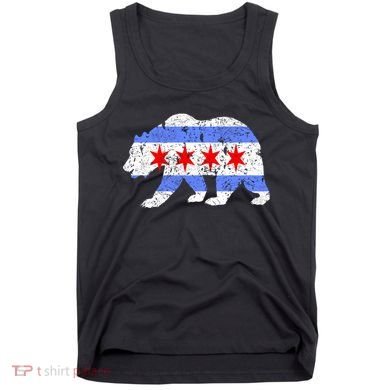Chicago City Flag Distressed Bear Gift Tank Top