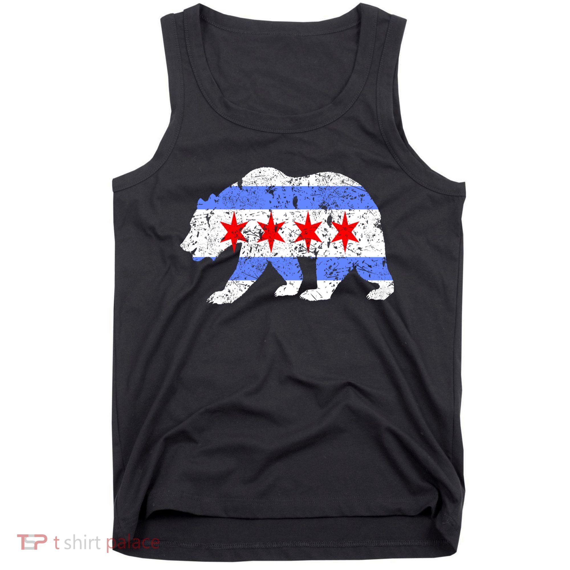 Chicago City Flag Distressed Bear Gift Tank Top