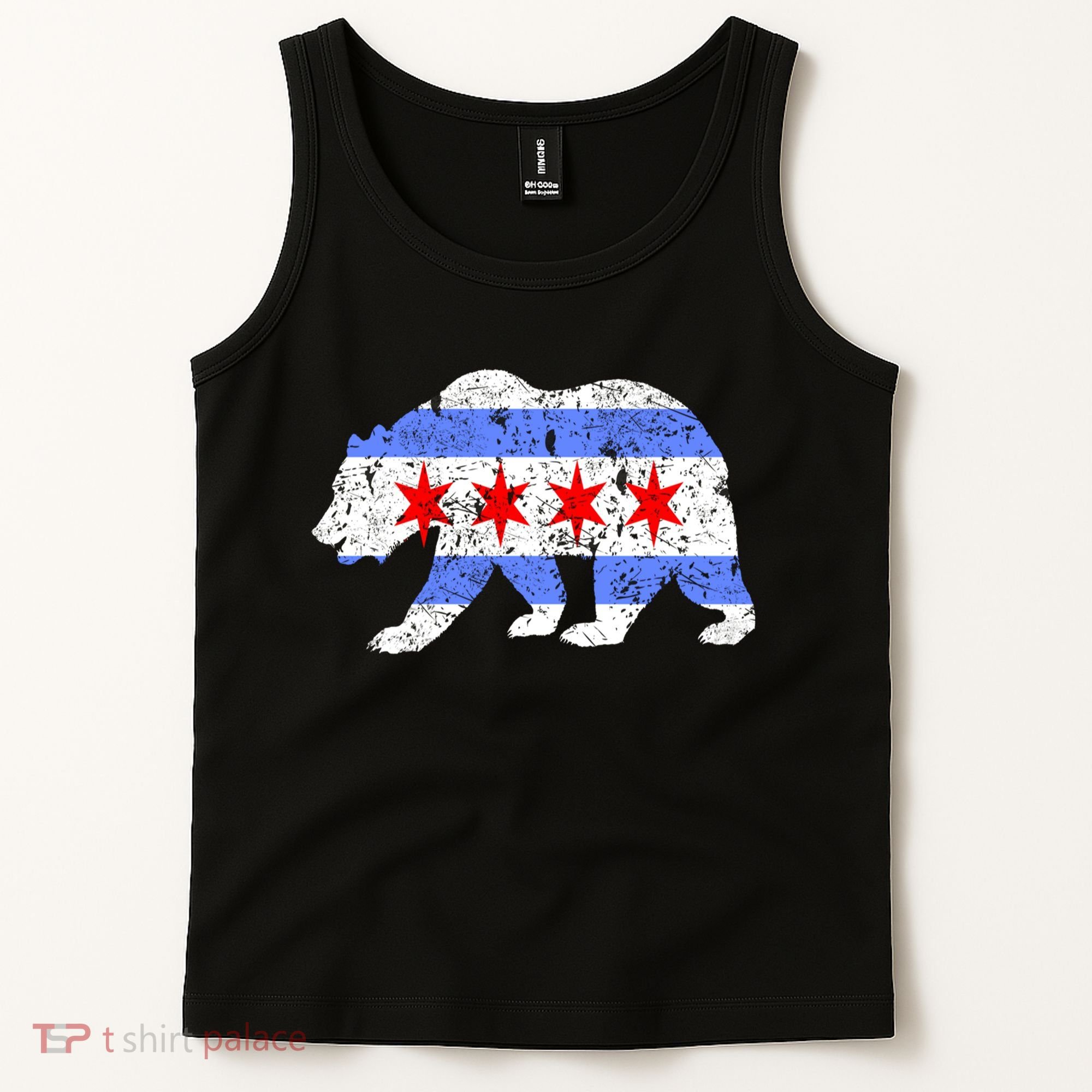 Chicago City Flag Distressed Bear Gift Tank Top