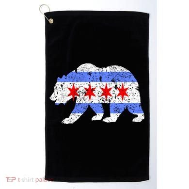 Chicago City Flag Distressed Bear Gift Golf Towel