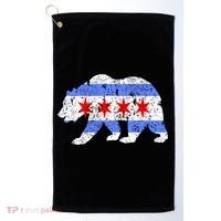 Chicago City Flag Distressed Bear Gift Golf Towel thumb 0