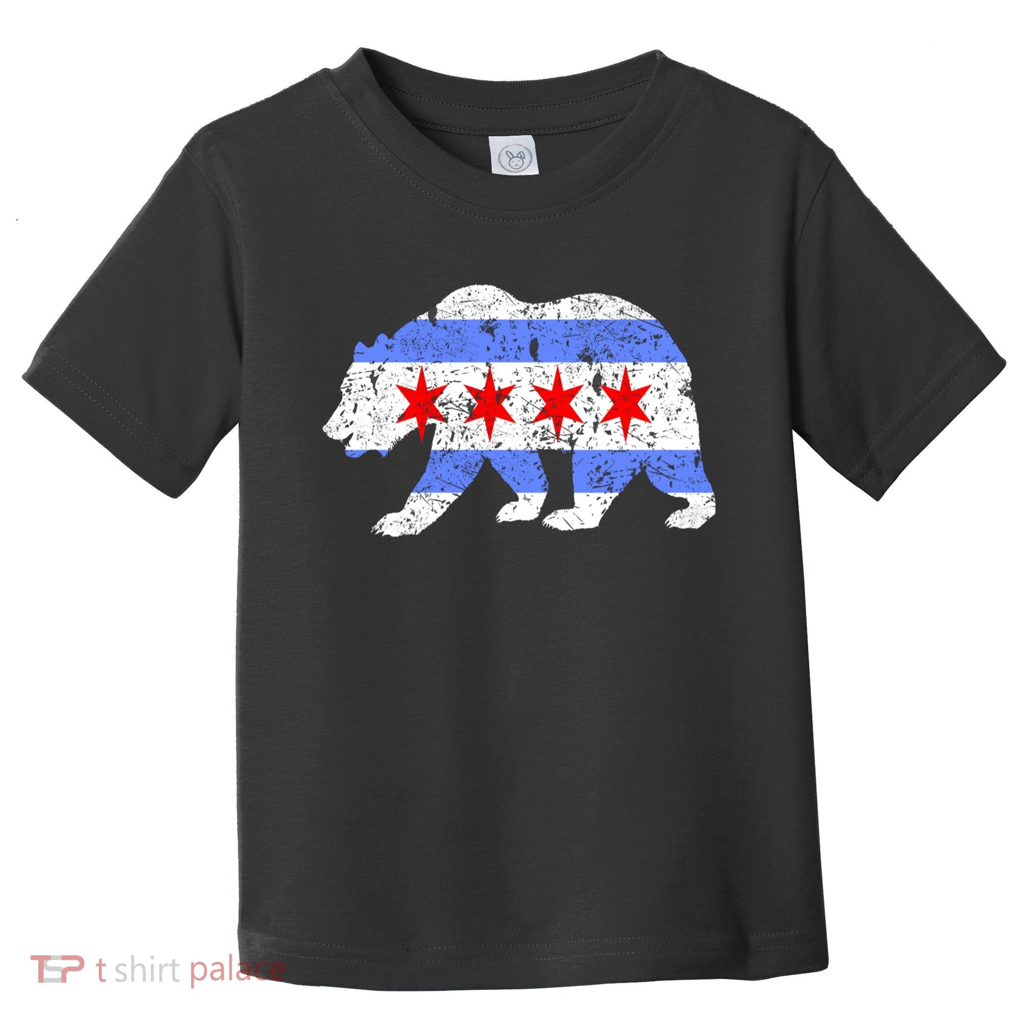 Chicago City Flag Distressed Bear Gift Toddler T-Shirt