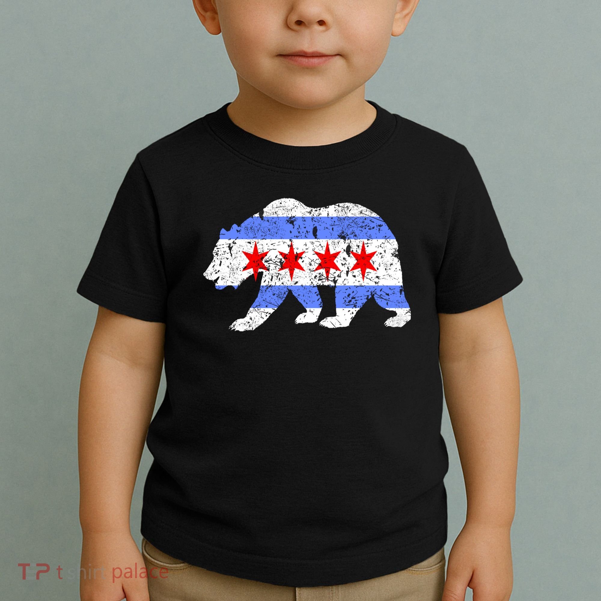 Chicago City Flag Distressed Bear Gift Toddler T-Shirt