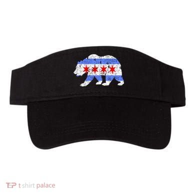 Chicago City Flag Distressed Bear Gift Visor