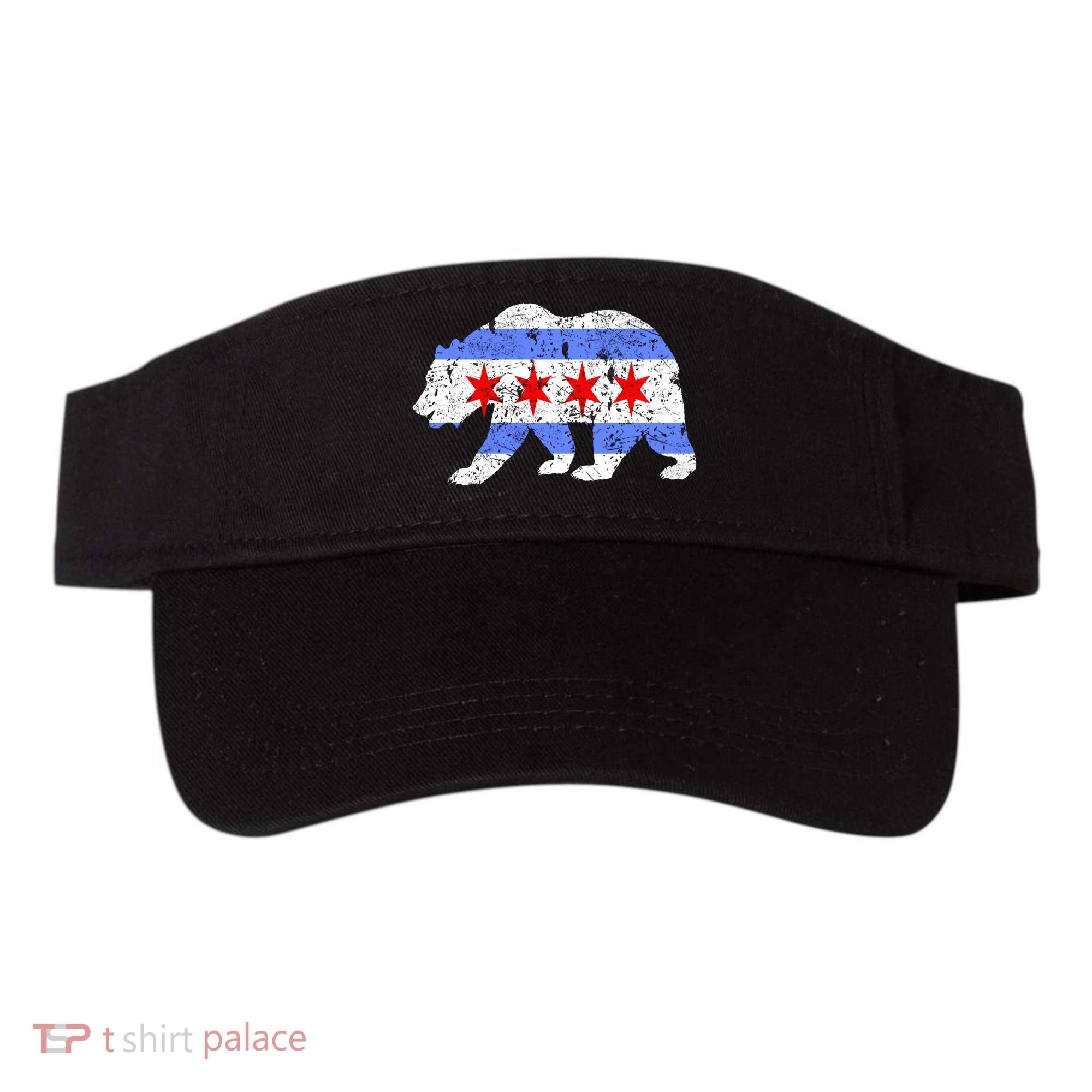 Chicago City Flag Distressed Bear Gift Visor