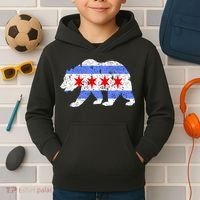 Chicago City Flag Distressed Bear Gift Kids Hoodie thumb 2