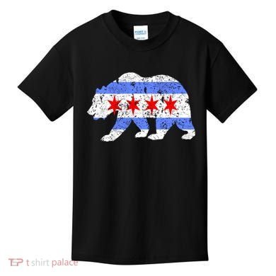 Chicago City Flag Distressed Bear Gift Kids T-Shirt