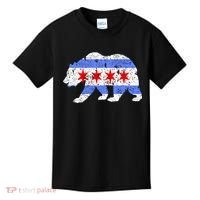 Chicago City Flag Distressed Bear Gift Kids T-Shirt thumb 0