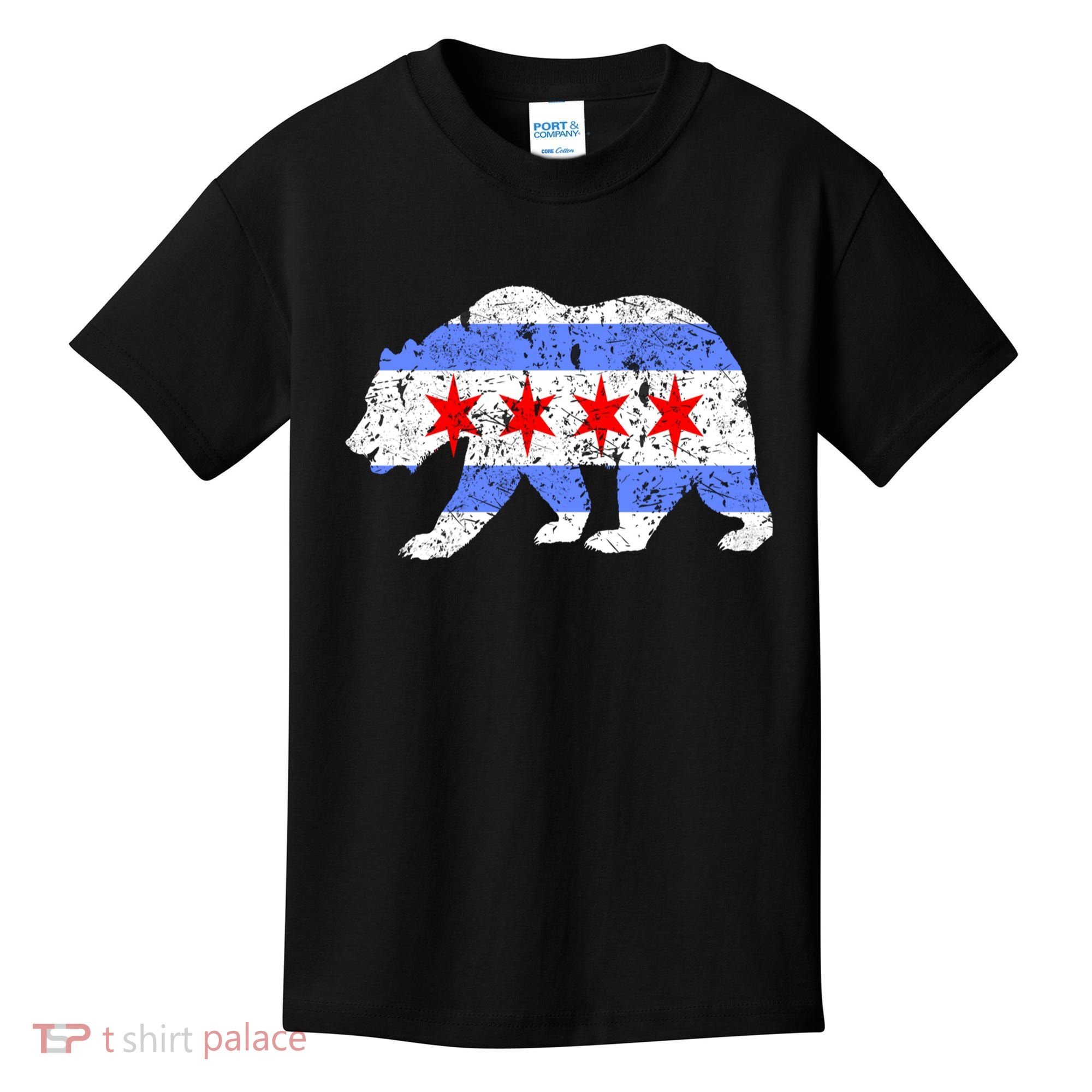 Chicago City Flag Distressed Bear Gift Kids T-Shirt