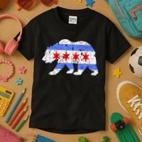 Chicago City Flag Distressed Bear Gift Kids T-Shirt thumb 3