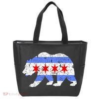 Chicago City Flag Distressed Bear Gift Tote Bag thumb 0