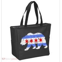 Chicago City Flag Distressed Bear Gift Tote Bag thumb 2