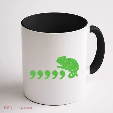 Comma Chameleon Funny Coffee Mug back