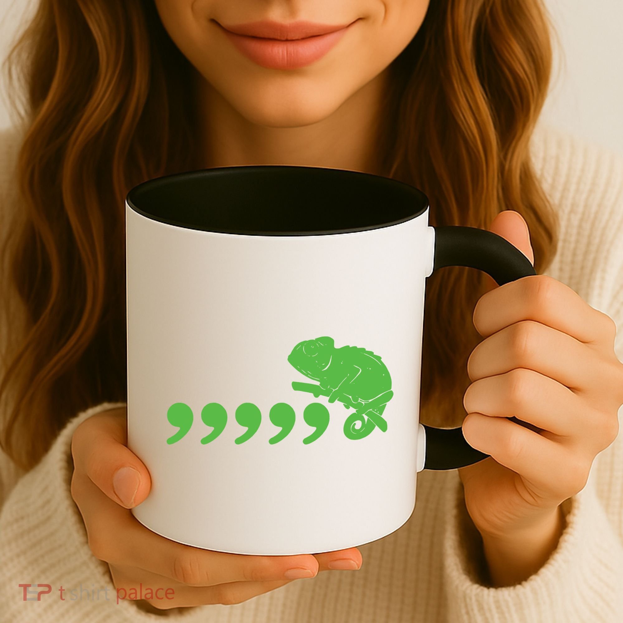 Comma Chameleon Funny Coffee Mug