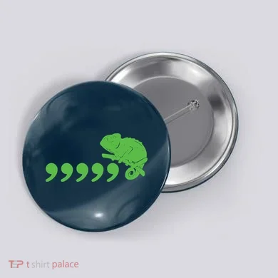 Comma Chameleon Funny Button
