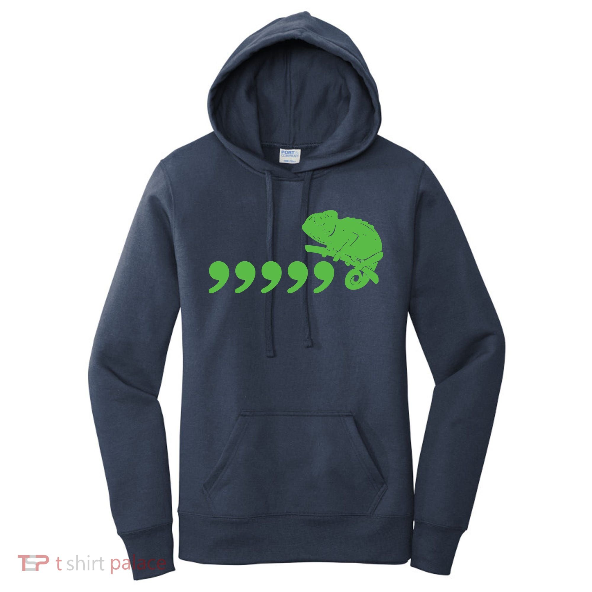 Comma Chameleon Funny Women's Hoodie