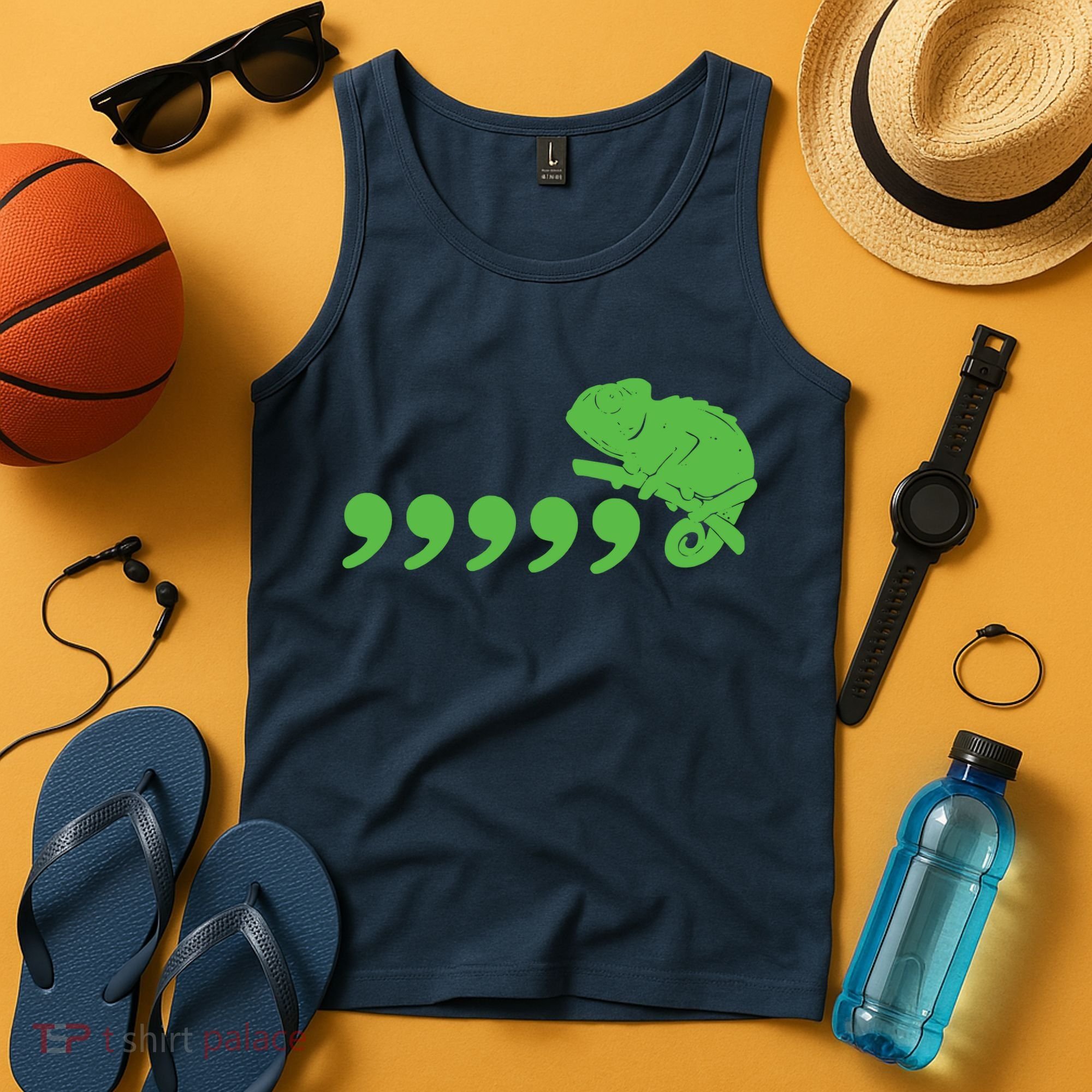 Comma Chameleon Funny Tank Top