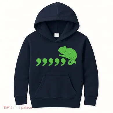 Comma Chameleon Funny Kids Hoodie